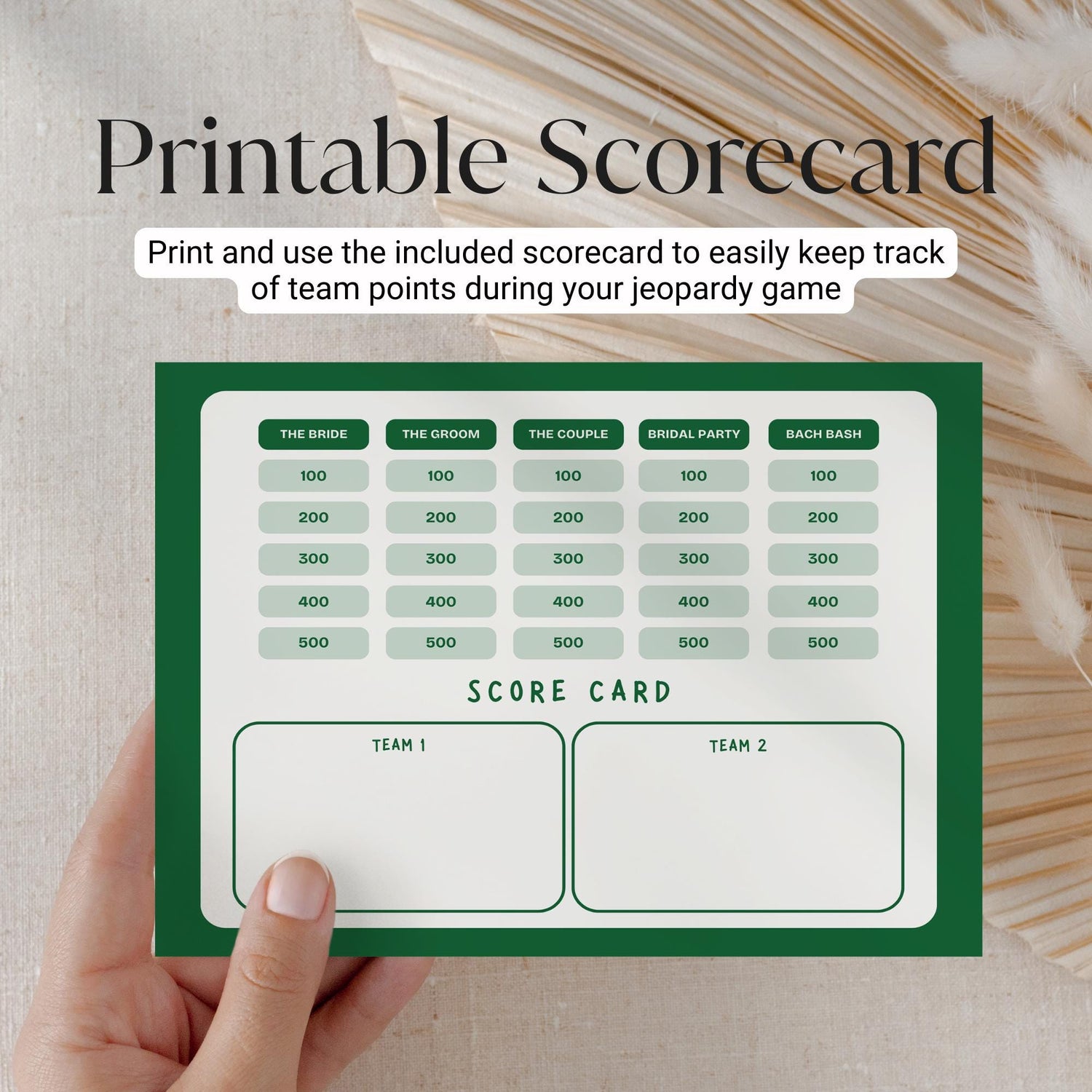 Camp Bachelorette Jeopardy Game – Glamping &amp; Cabin Trivia Canva Template