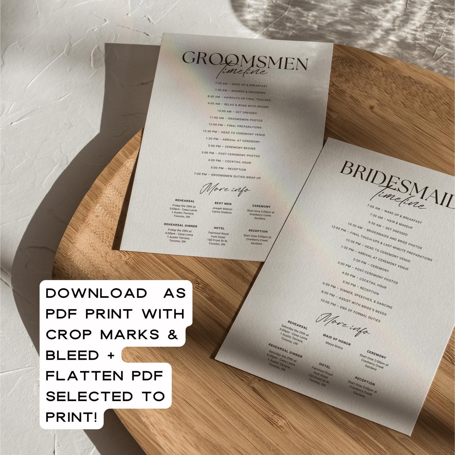 Mobile Wedding Timeline Template, Printable Wedding Program, Digital Itinerary Canva, Bridesmaids Groomsmen Wedding Weekend Details Card DIY
