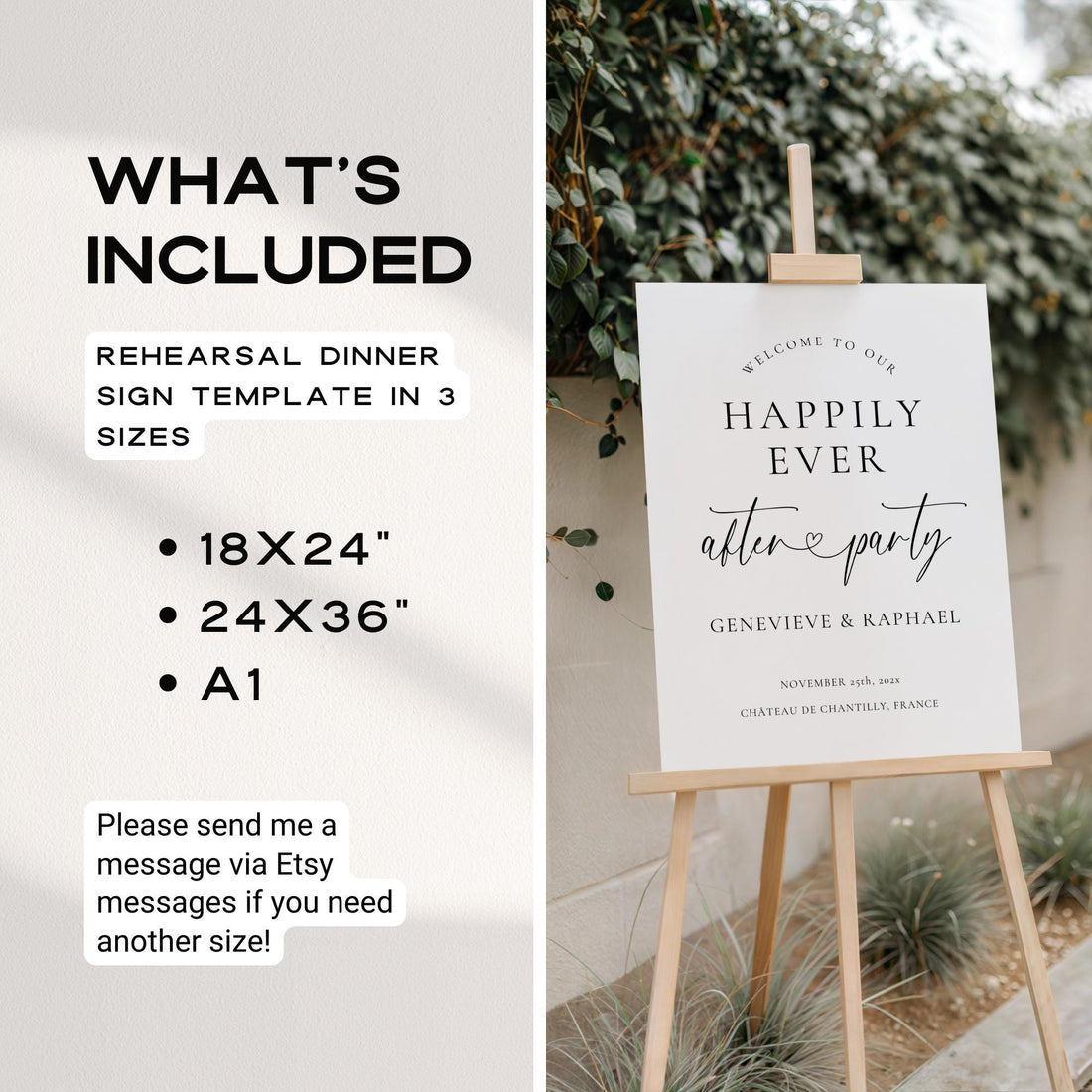 Happily Ever After Wedding Welcome Sign – Minimalist Modern Reception Canva Template