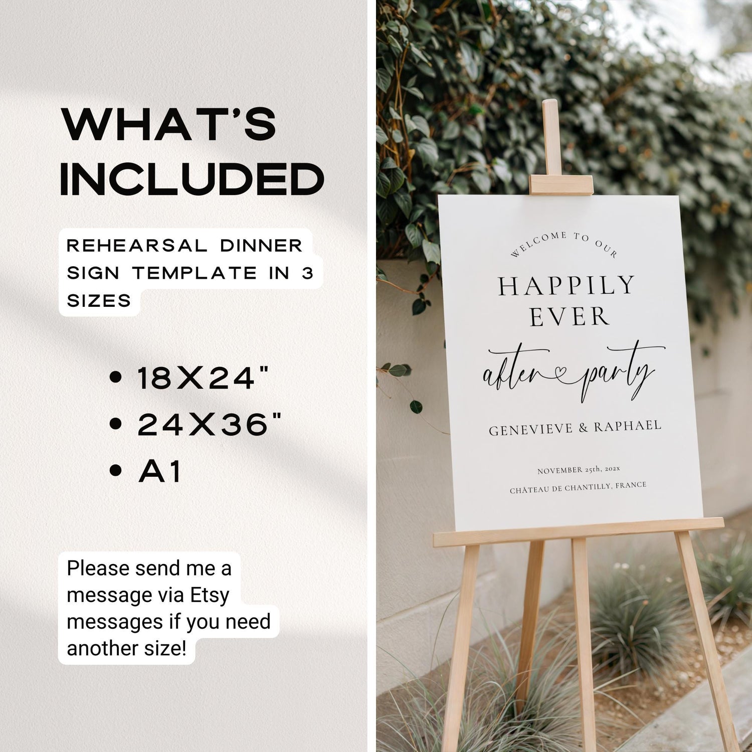 Happily Ever After Wedding Welcome Sign – Minimalist Modern Reception Canva Template