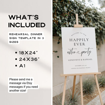Happily Ever After Wedding Welcome Sign – Minimalist Modern Reception Canva Template