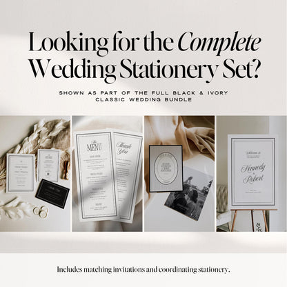 Black &amp; Ivory Engagement Party Welcome Sign | Elegant Canva Template