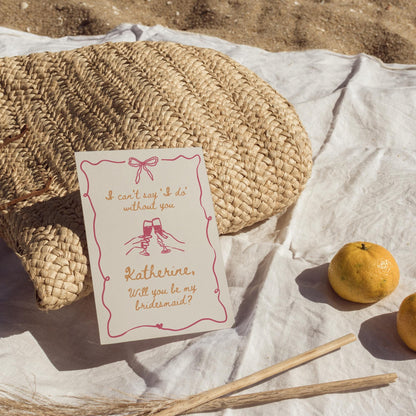 Hand-Drawn Bridesmaid Proposal Card Template – Whimsical “Will You Be My Bridesmaid?” Canva Design