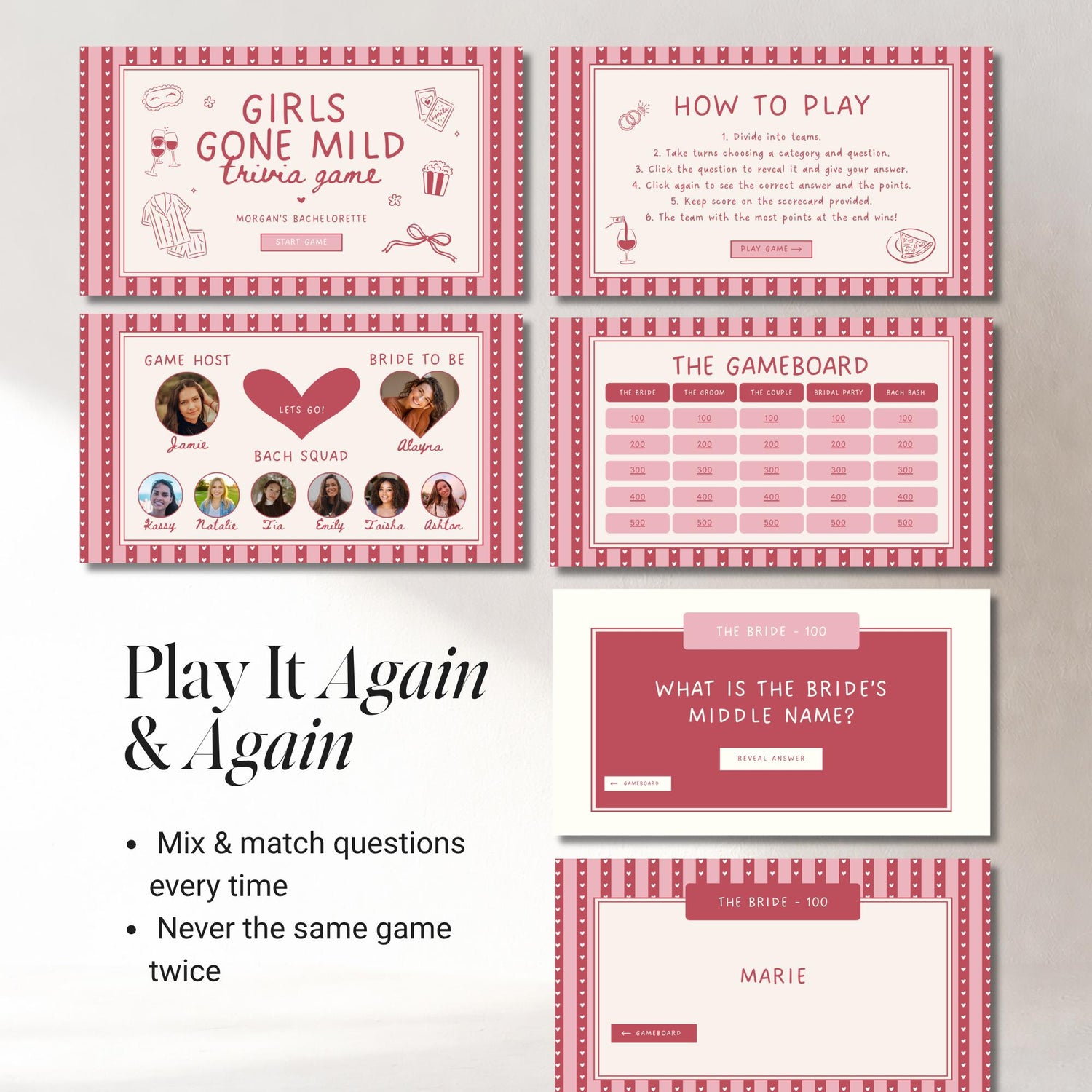 Girls Gone Mild Bachelorette Games Bundle | Animated Canva Party Games