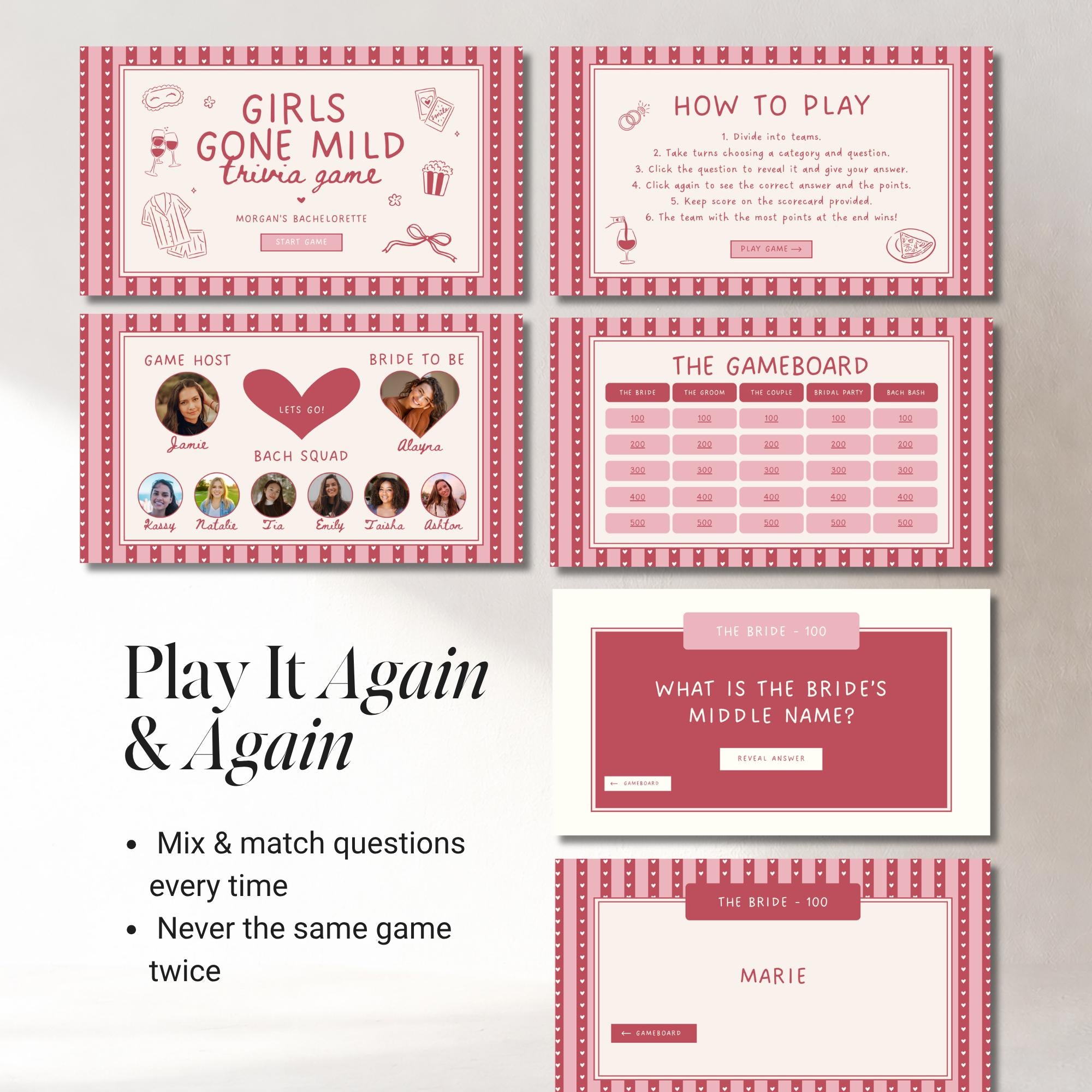 Girls Gone Mild Bachelorette Games Bundle | Animated Canva Party Games