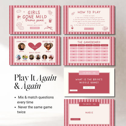 Girls Gone Mild Bachelorette Games Bundle | Animated Canva Party Games