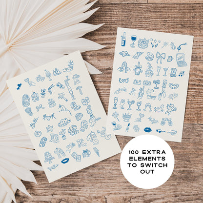 Beach Bachelorette Weekend Invitation &amp; Itinerary Bundle – Canva Templates