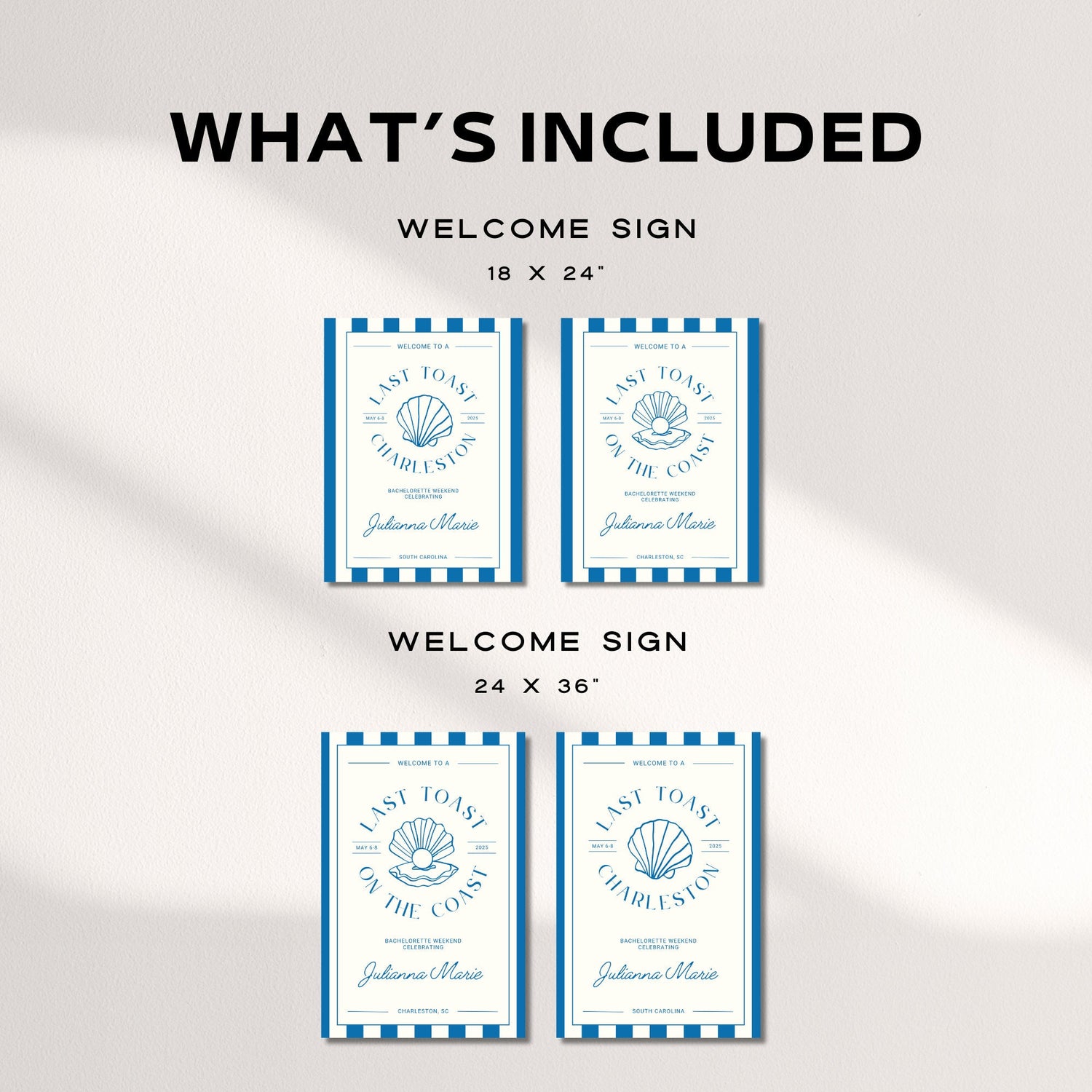 Last Toast On The Coast Bachelorette Welcome Sign – Beach Canva Template