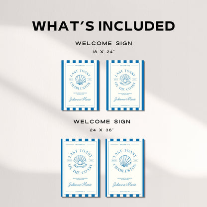 Last Toast On The Coast Bachelorette Welcome Sign – Beach Canva Template