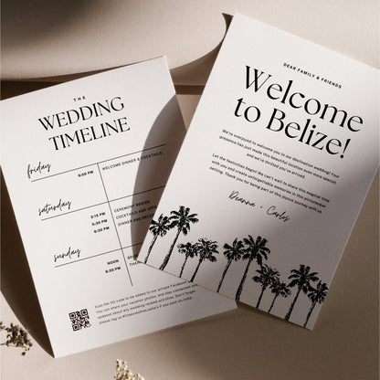 Wedding Welcome Letter &amp; Weekend Itinerary Template – Destination Wedding Canva (5x7)