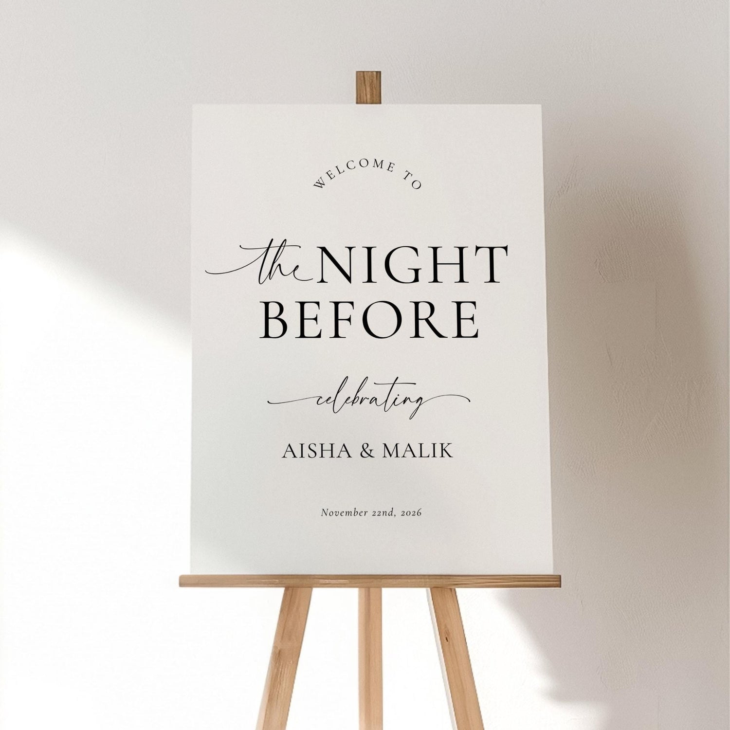 The Night Before Sign, Editable The Night Before Wedding Sign, Modern The Night Before Welcome Sign, Minimalist Rehearsal Dinner Sign Canva