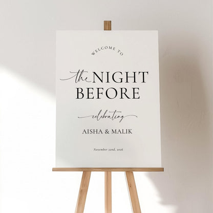 The Night Before Sign, Editable The Night Before Wedding Sign, Modern The Night Before Welcome Sign, Minimalist Rehearsal Dinner Sign Canva