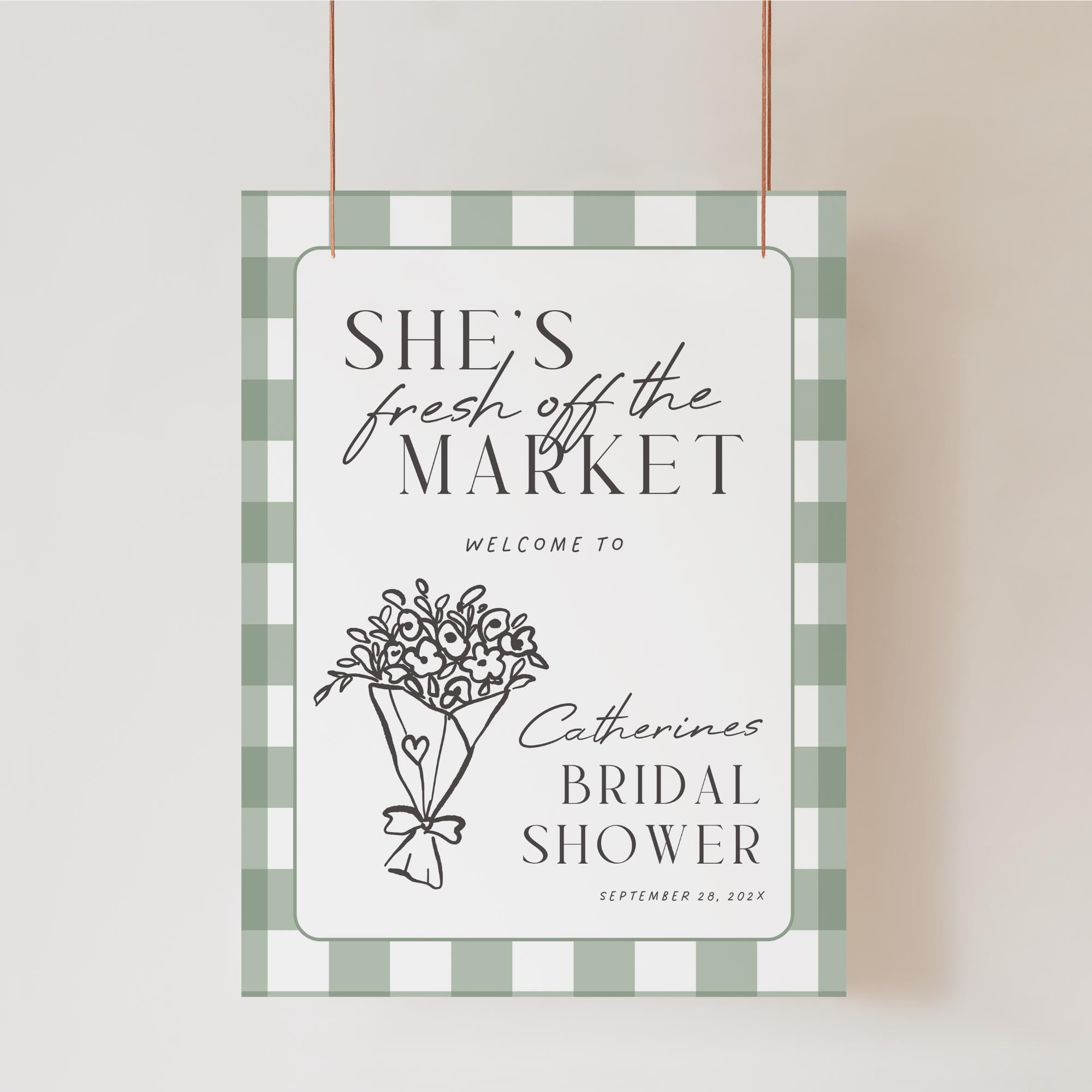Fresh Off the Market Bridal Shower Welcome Sign – Whimsical Farmers Market Canva Template