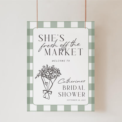 Fresh Off the Market Bridal Shower Welcome Sign – Whimsical Farmers Market Canva Template