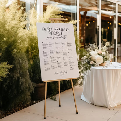 Minimalist Alphabetical Wedding Seating Chart – Modern Editable Canva Sign Template