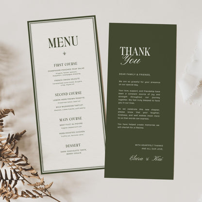 Olive Green Old Money Wedding Stationery Bundle – Elegant Luxury Canva Templates – Complete Wedding Suite