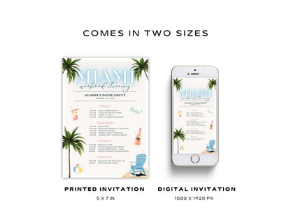 Miami Bachelorette Itinerary Template – Tropical Weekend Travel Schedule Canva