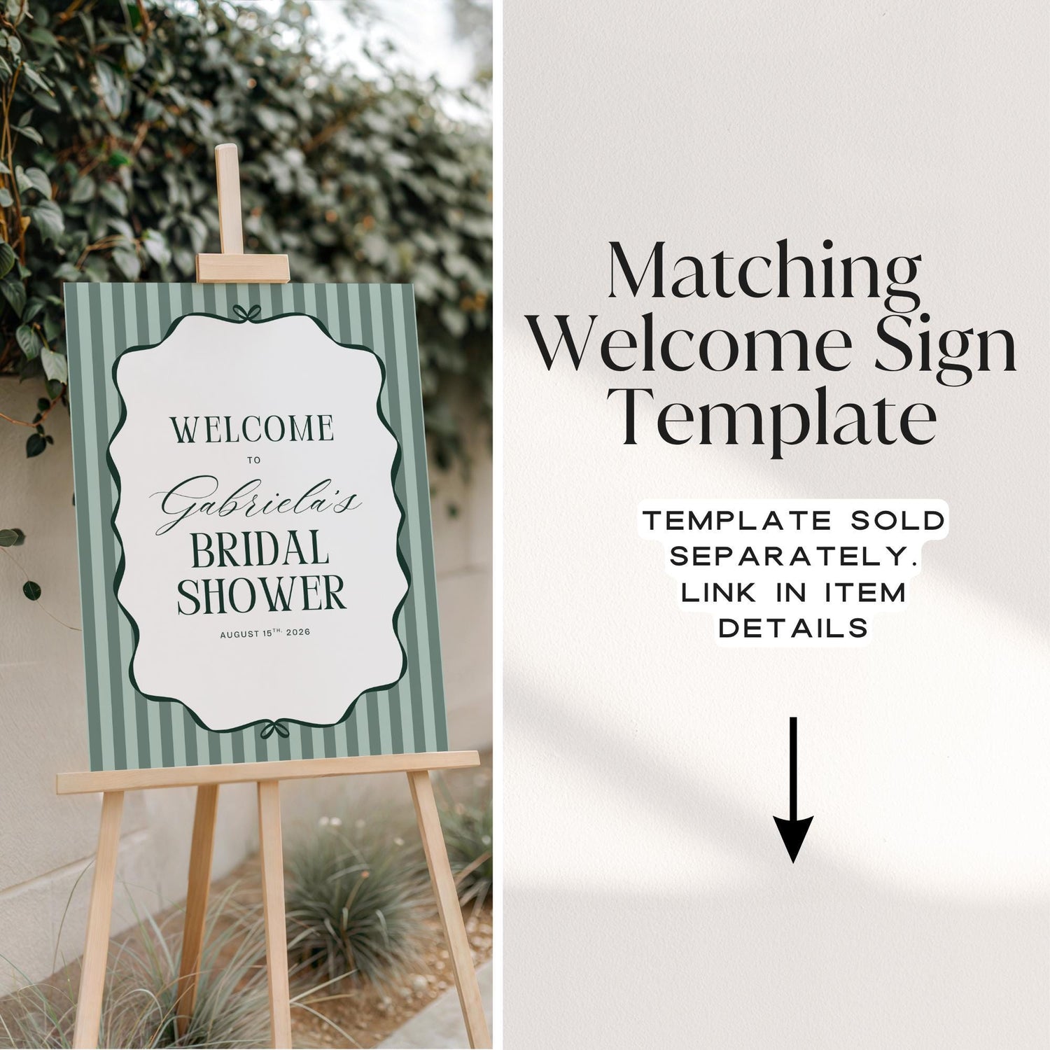 Old Money Aesthetic Bar Menu Sign – Elegant Striped Wedding Bar Sign Canva Template