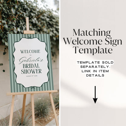 Old Money Aesthetic Bar Menu Sign – Elegant Striped Wedding Bar Sign Canva Template