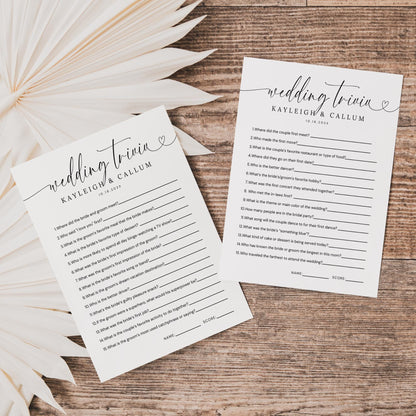 Minimal Wedding Trivia Game Template – Modern Reception Table Games Editable Canva DIY