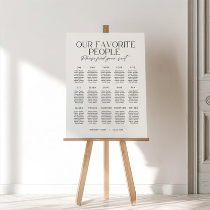 Minimalist Wedding Seating Chart Sign Template – Modern Editable Wedding Seating Chart Canva Template