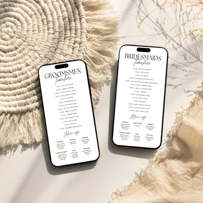 Mobile Wedding Timeline Template, Printable Wedding Program, Digital Itinerary Canva, Bridesmaids Groomsmen Wedding Weekend Details Card DIY