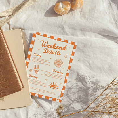 Orange “That’s Amore” Bachelorette Invitation, Itinerary &amp; Packing List – Editable Canva Template