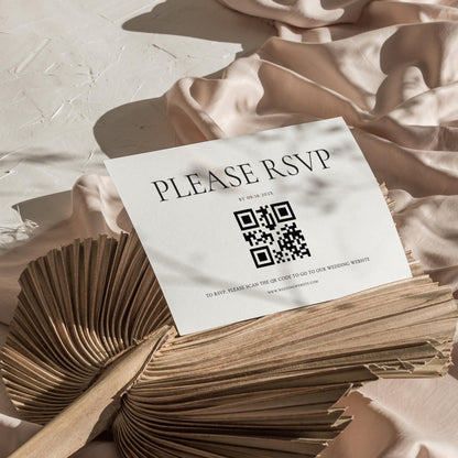 Classy Black &amp; White Wedding Invitation Suite, Editable Formal Invitation, Details Cards, RSVP QR Code, Modern Wedding Invite Canva Template