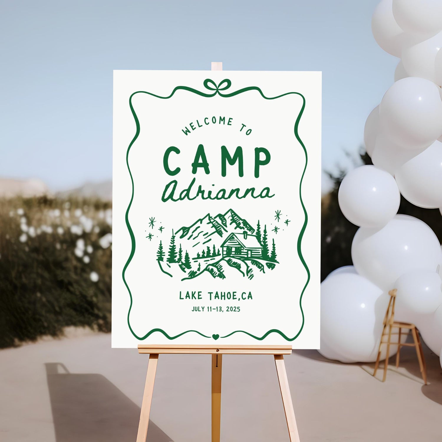 Camp Bachelorette Welcome Sign – Hand Drawn Camp Bach Canva Template
