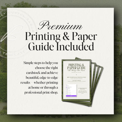 Old Money Olive Green Wedding Invitation Suite – Estate Canva Template