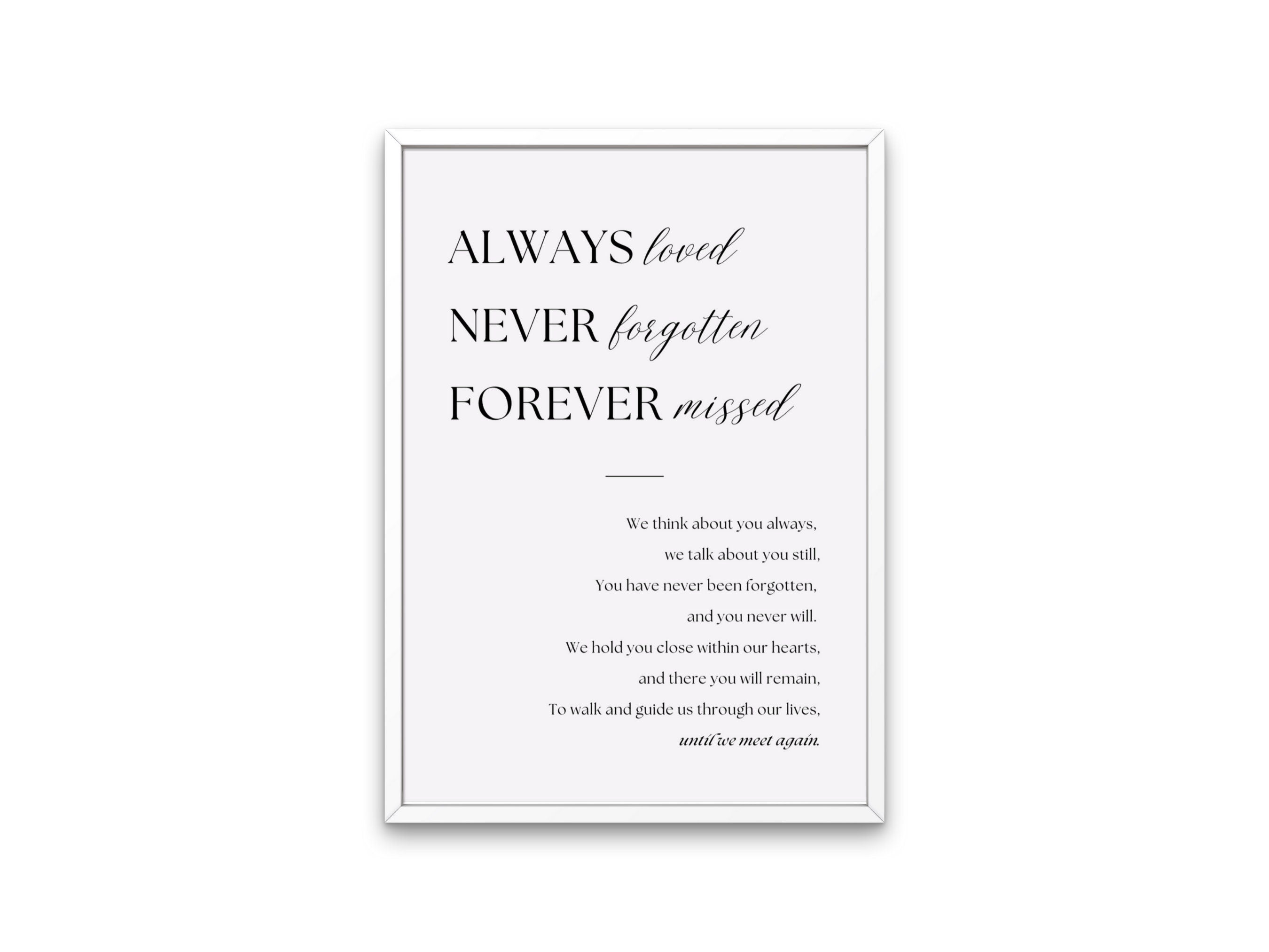 Until We Meet Again Memorial Sign – In Loving Memory Wedding Sign Canva Template