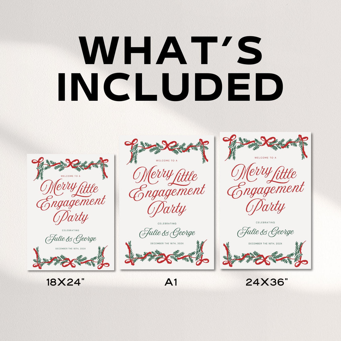 Christmas Engagement Party Welcome Sign – Festive Holiday Wedding Canva Template