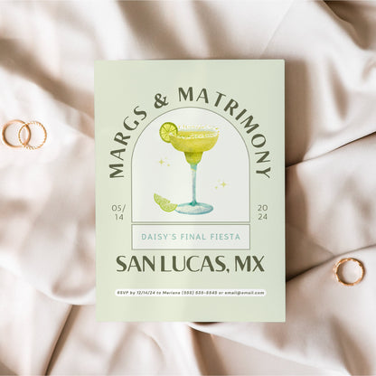 Margs and Matrimony Bachelorette Invitation – Fiesta Weekend Itinerary &amp; Packing List Canva Template