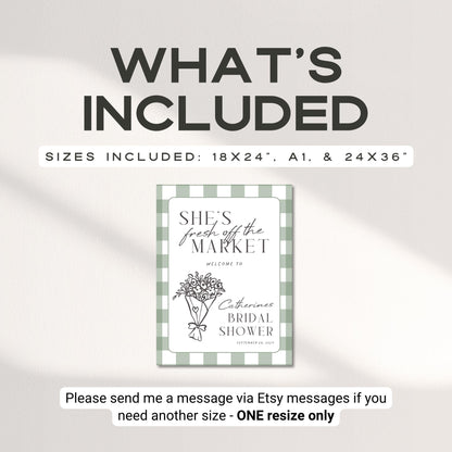 Fresh Off the Market Bridal Shower Welcome Sign – Whimsical Farmers Market Canva Template