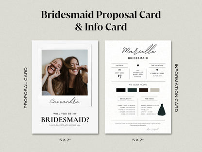 Bridesmaid Info Card Template, Funny Bridesmaid Proposal Card, Editable Canva Template