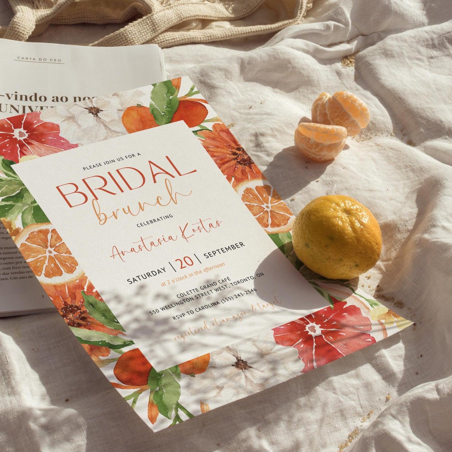 Citrus Bridal Shower Invitation – Editable Main Squeeze Bridal Brunch Template