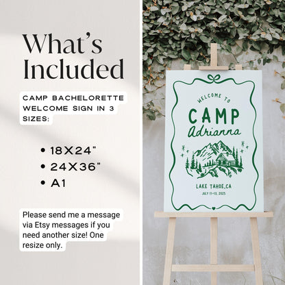 Camp Bachelorette Welcome Sign – Hand Drawn Camp Bach Canva Template