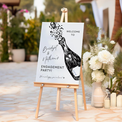 Champagne Engagement Party Sign | Engagement Party Decorations | Minimal Hand-Drawn Welcome Sign | DIY Wedding Sign Template