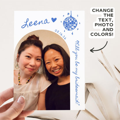 Bridesmaid Photo Proposal Card Template and Info Card, Will You Be My Bridesmaid, Bow Bridesmaid Proposal Cards, Maid of Honor Proposal, DIY