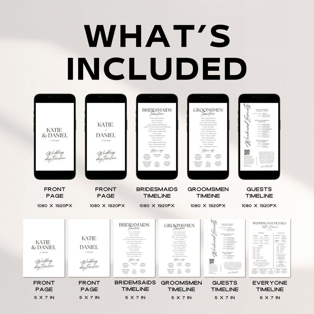 Mobile Wedding Timeline Template, Printable Wedding Program, Digital Itinerary Canva, Bridesmaids Groomsmen Wedding Weekend Details Card DIY