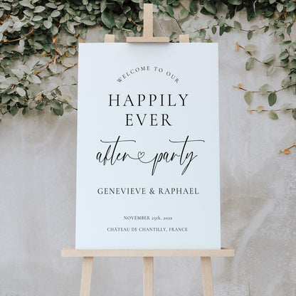 Happily Ever After Wedding Welcome Sign – Minimalist Modern Reception Canva Template