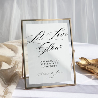 Minimal Let Love Glow Wedding Sign – Modern Glow Stick Reception Sign Canva Template