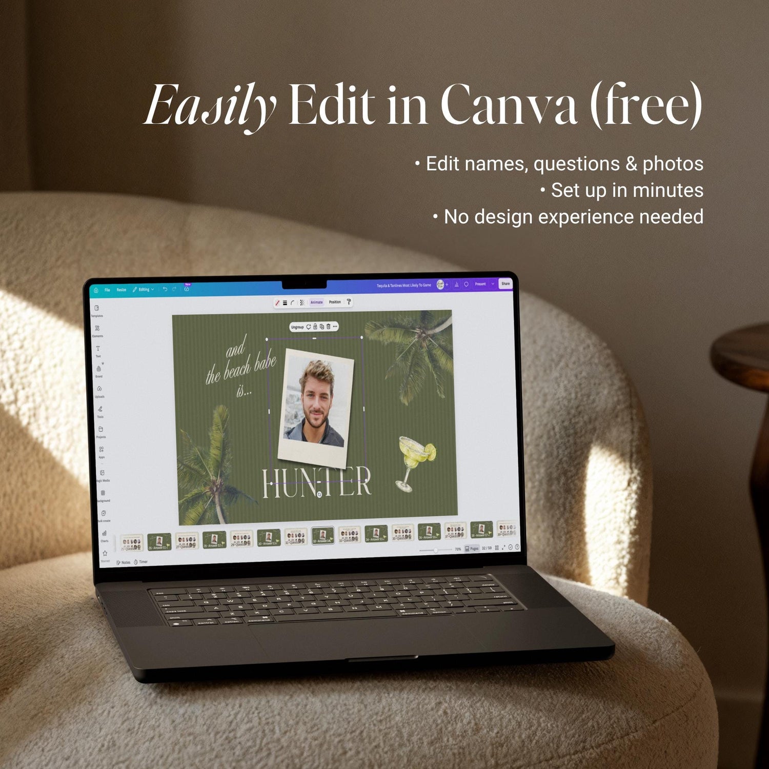 Tequila &amp; Tanlines Most Likely To Game | Animated Canva Bachelorette Game