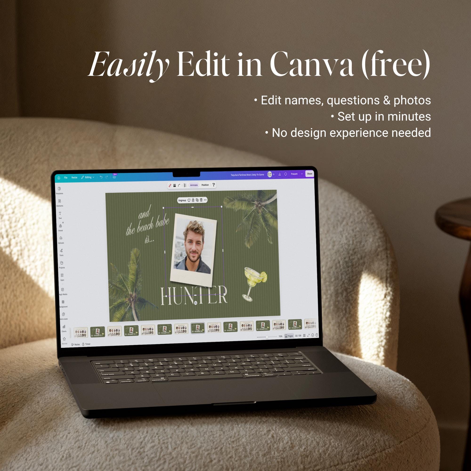 Tequila &amp; Tanlines Most Likely To Game | Animated Canva Bachelorette Game