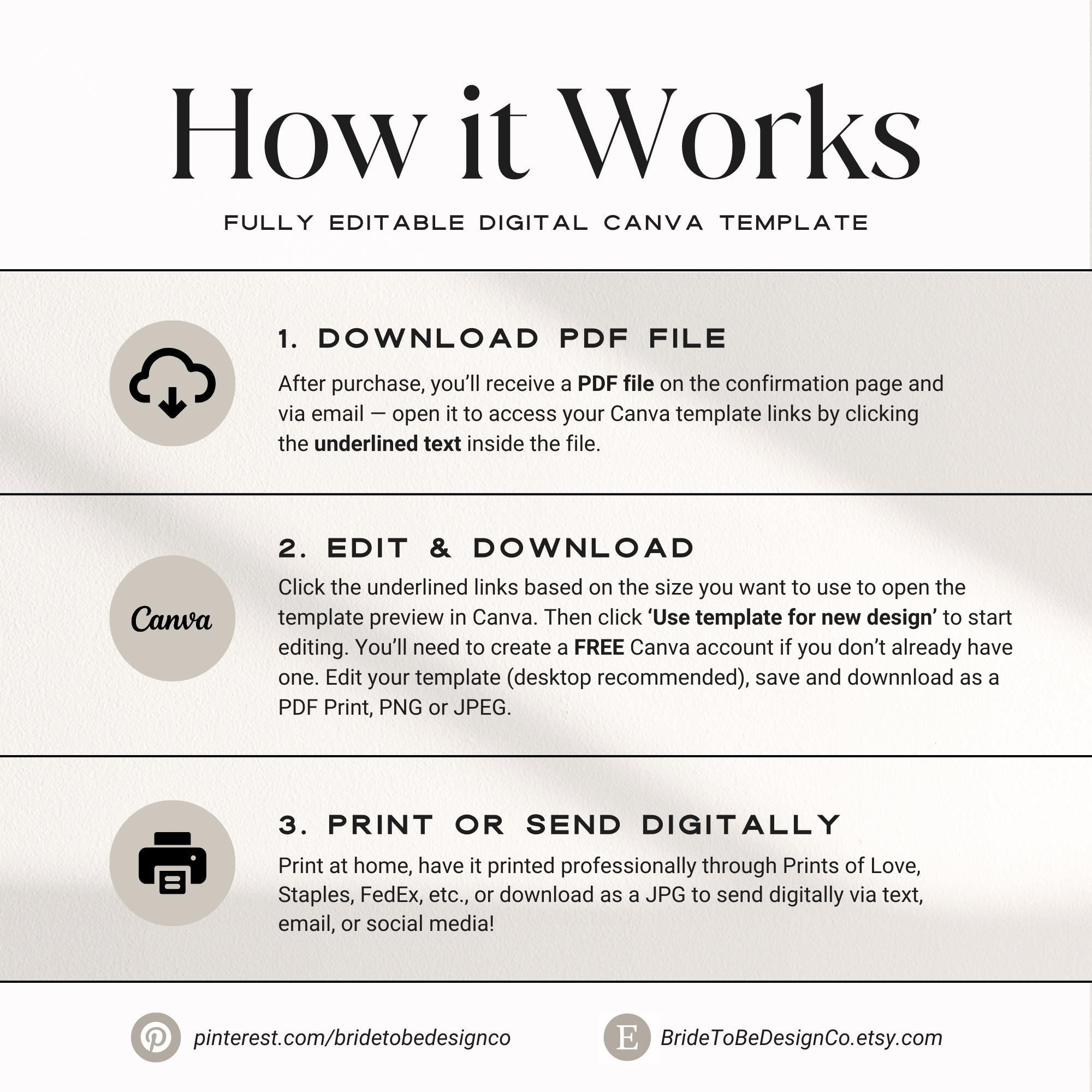 Classy Black &amp; White Wedding Invitation Suite, Editable Formal Invitation, Details Cards, RSVP QR Code, Modern Wedding Invite Canva Template