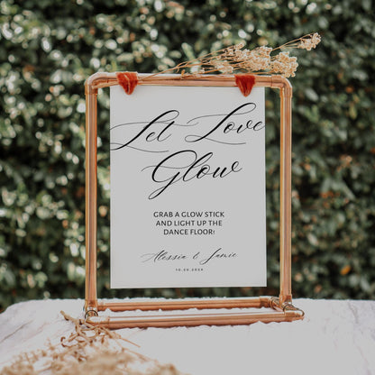 Minimal Let Love Glow Wedding Sign – Modern Glow Stick Reception Sign Canva Template