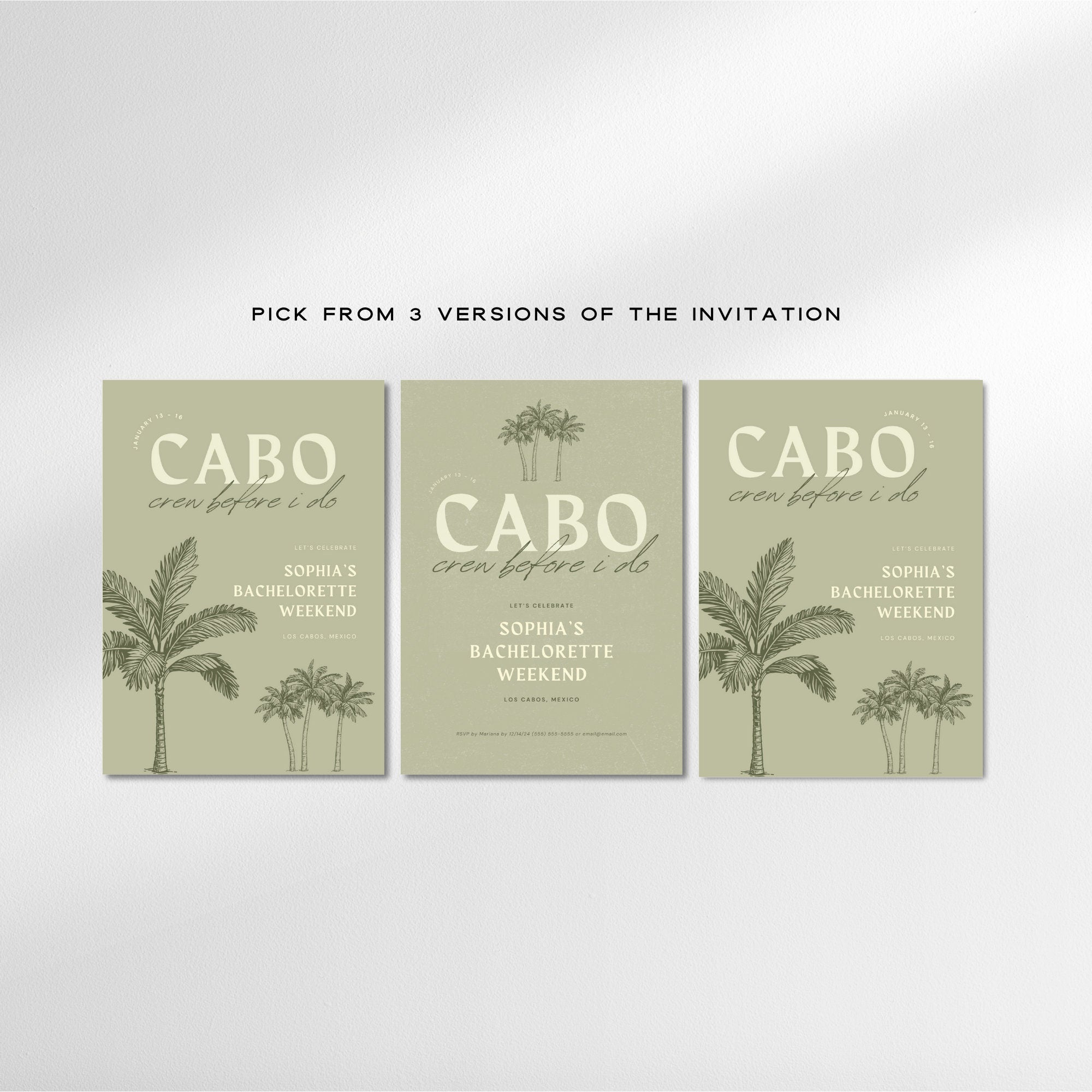 Cabo &amp; Tulum Bachelorette Itinerary – Mexico Travel Weekend Invitation &amp; Checklist Canva Template