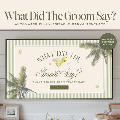 Tequila &amp; Tanlines What Did The Groom Say Game | Animated Canva Bachelorette Game