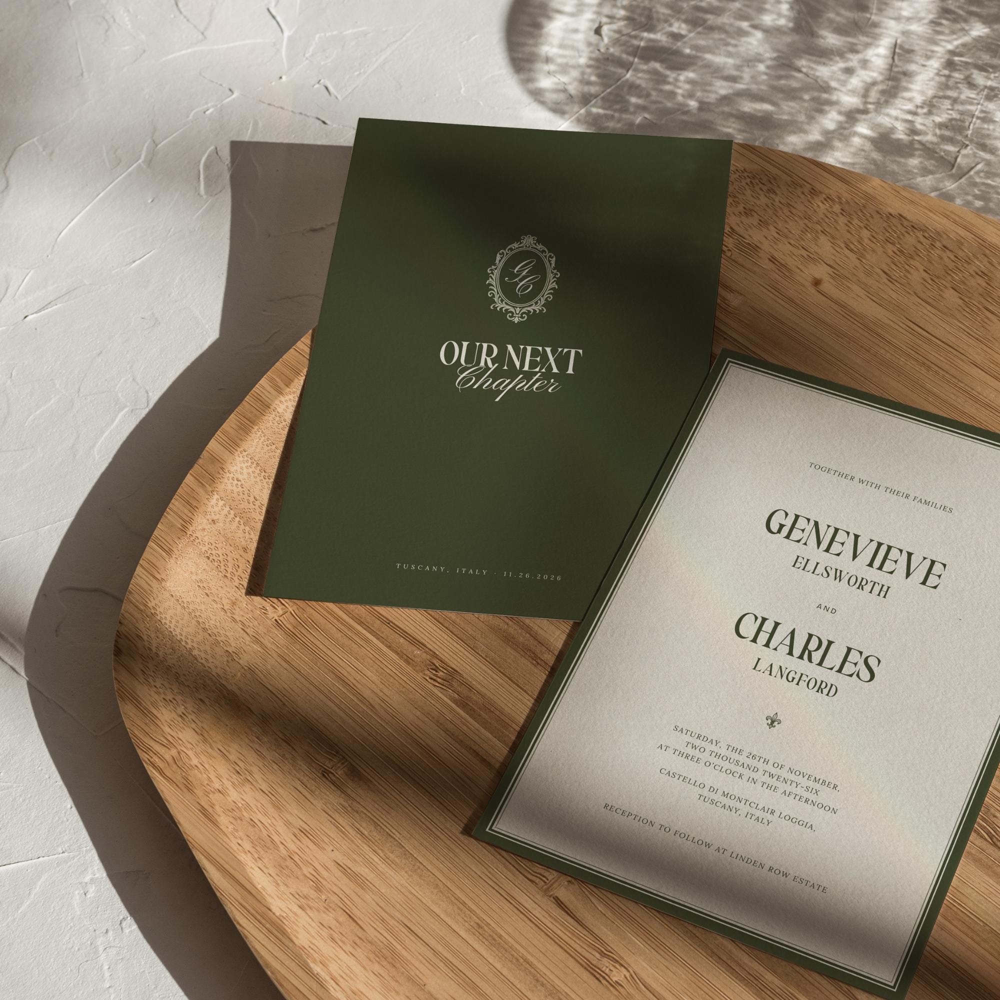 Olive Green Old Money Wedding Stationery Bundle – Elegant Luxury Canva Templates – Complete Wedding Suite