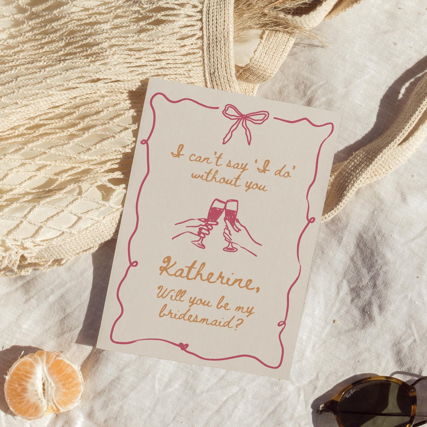 Hand-Drawn Bridesmaid Proposal Card Template – Whimsical “Will You Be My Bridesmaid?” Canva Design